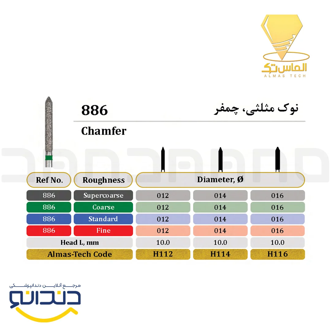 فرز الماسی توربین چمفر نوک مثلثی (بسته 5 عددی ) - الماس تک